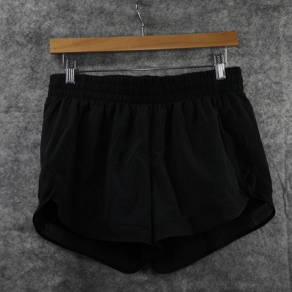 Athleta Shorts Womens Small Black Mesh Racer Run 4" Lined Running Zip Pocket - Picture 2 of 10
